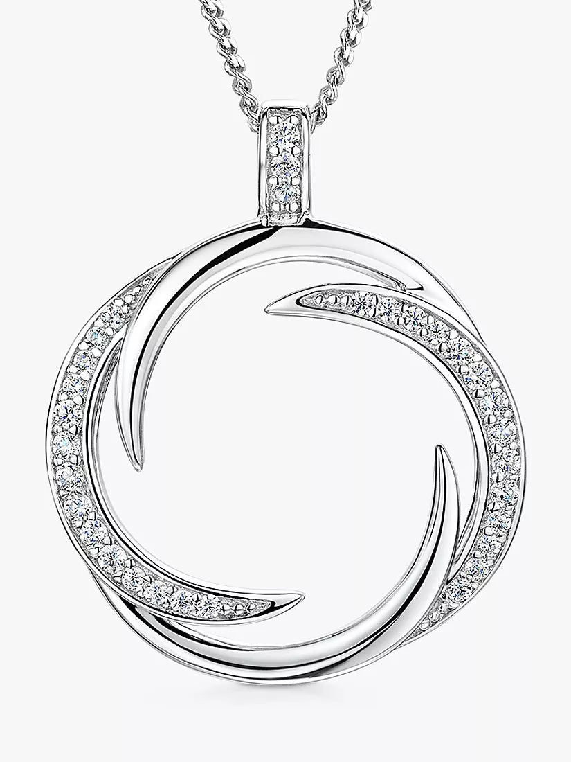 Jools by Jenny Brown swirl effect pendant necklace in silver (British brand)