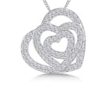 Jools by Jenny Brown triple heart cubic zirconia pendant necklace in silver, imported from the UK