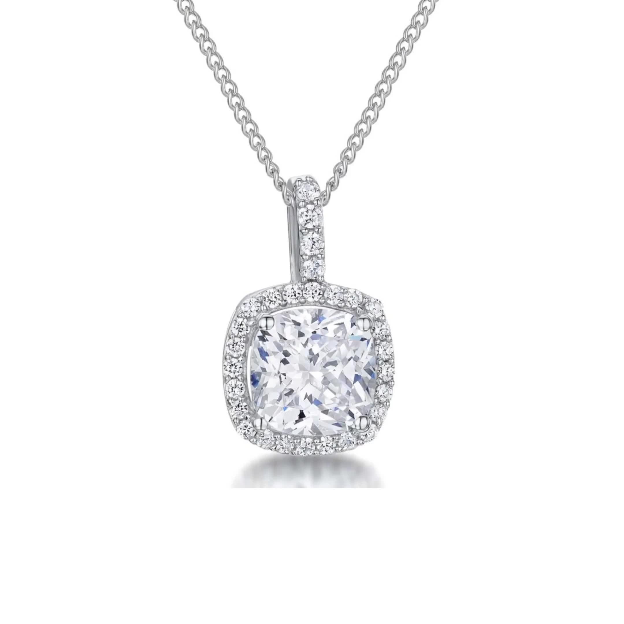 Jools cubic zirconia curved square necklace 16 inch, imported from the UK