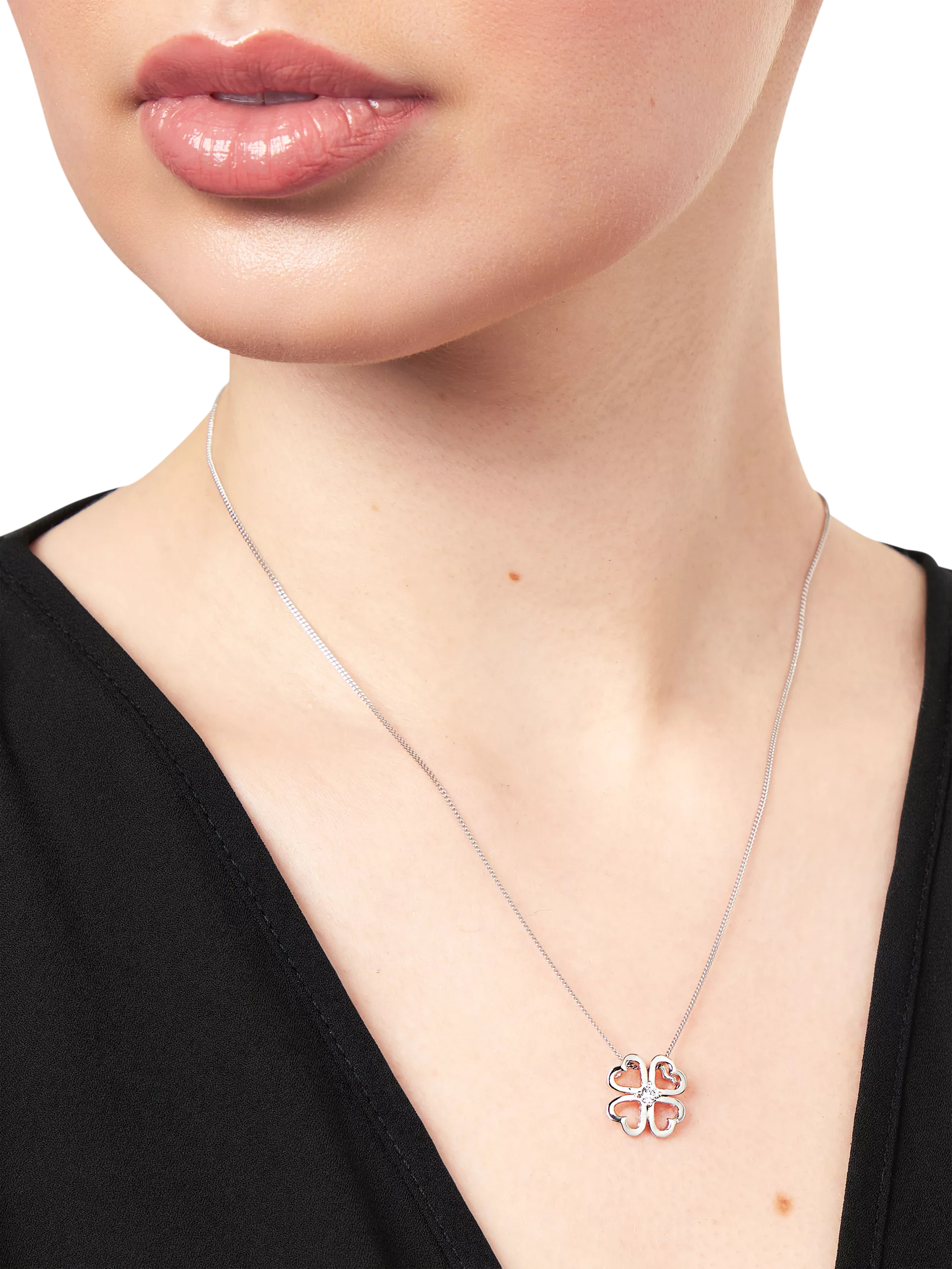Jools by Jenny Brown four leaf clover pendant necklace in silver, UK version