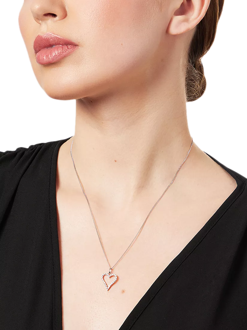 Jools by Jenny Brown cubic zirconia heart pendant necklace 41-45cm (British brand)