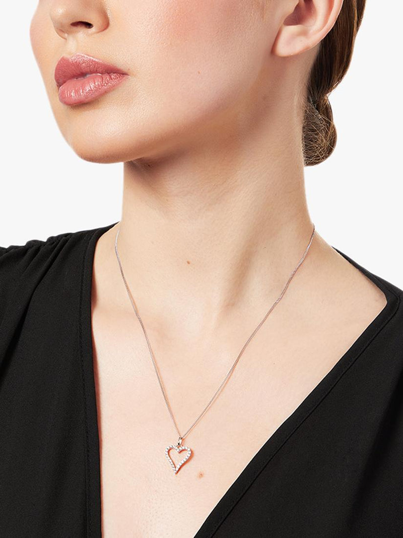 Jools by Jenny Brown cubic zirconia heart pendant necklace 41-45cm (British brand)
