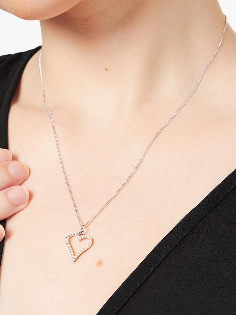 Jools by Jenny Brown cubic zirconia heart pendant necklace 41-45cm (British brand)