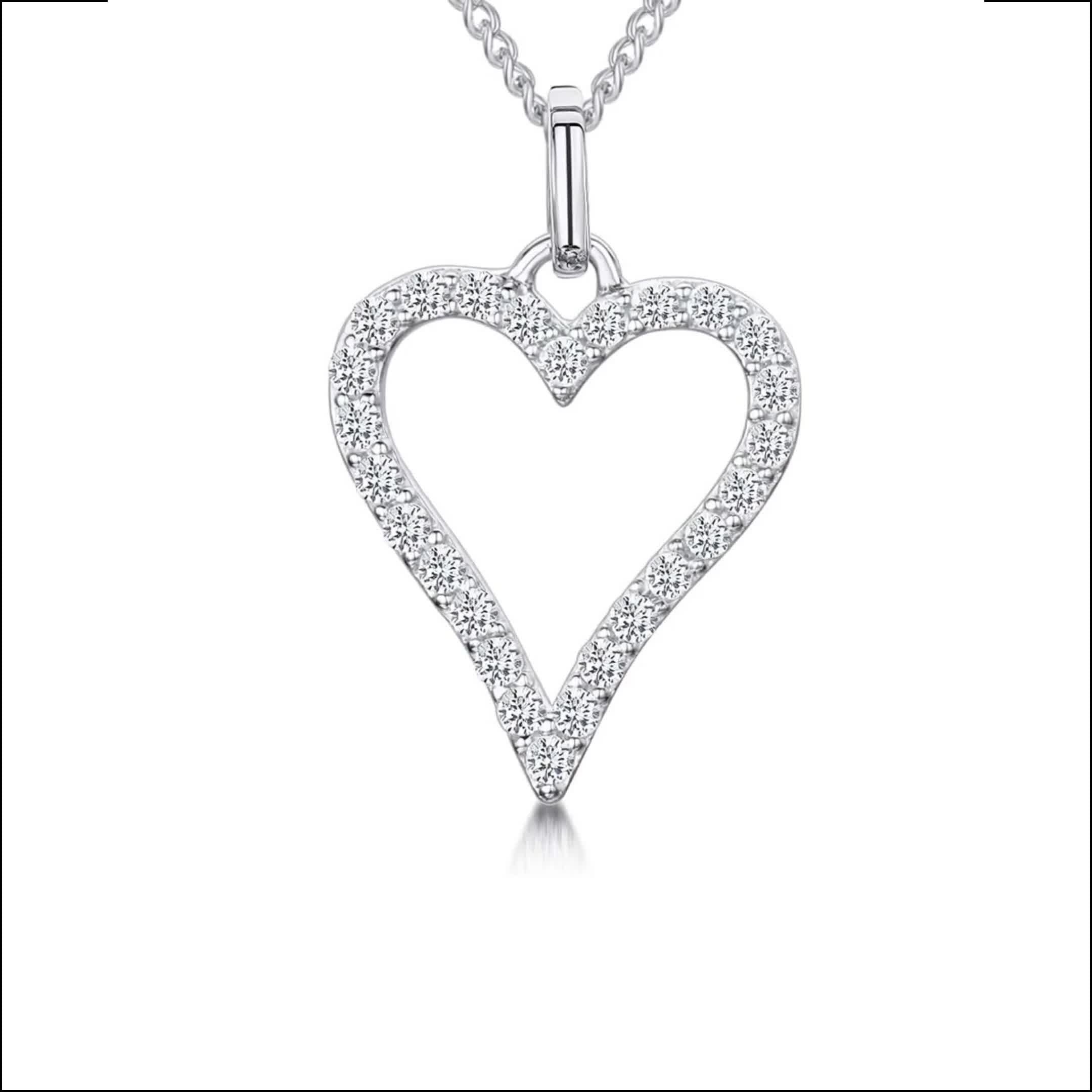 Jools by Jenny Brown cubic zirconia heart pendant necklace 41-45cm (British brand)