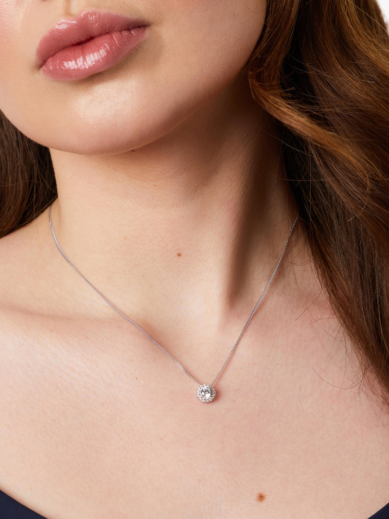 Jools by Jenny Brown cubic zirconia halo pendant silver, UK version