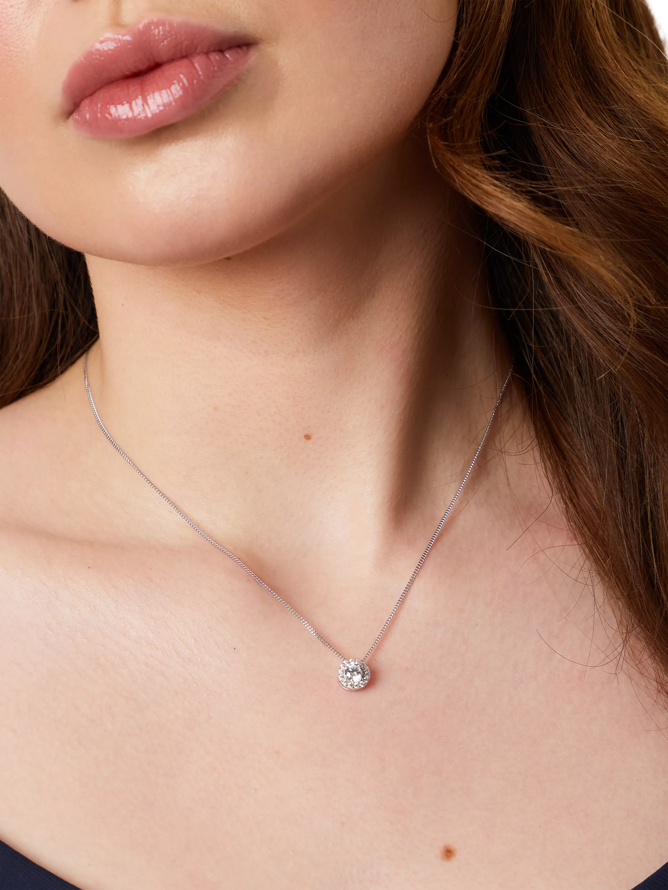 Jools by Jenny Brown cubic zirconia halo pendant silver, UK version