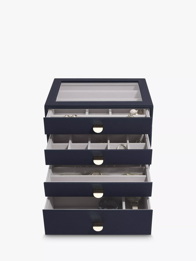Stackers glass lid 4 drawer jewellery box - British product