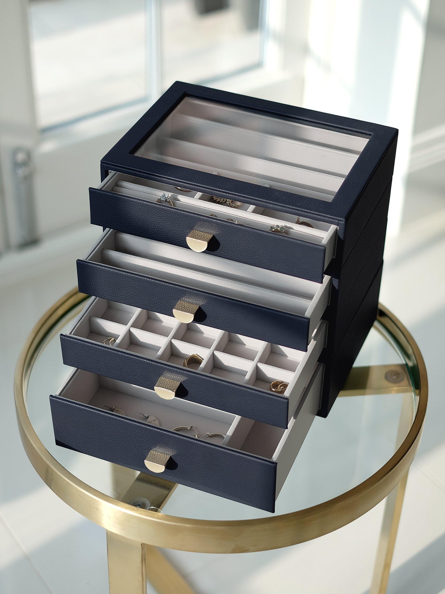 Stackers glass lid 4 drawer jewellery box - British product
