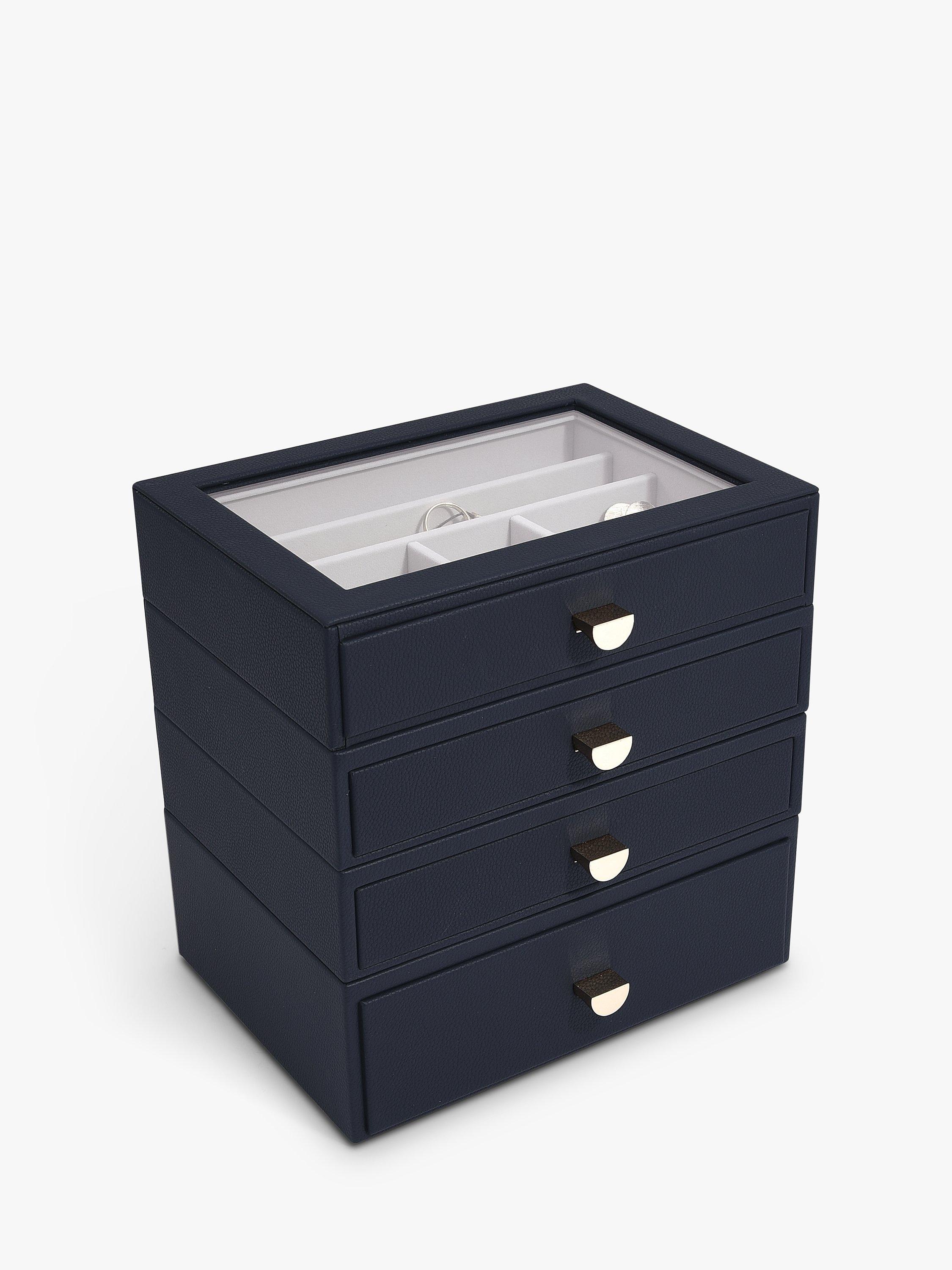 Stackers glass lid 4 drawer jewellery box - British product