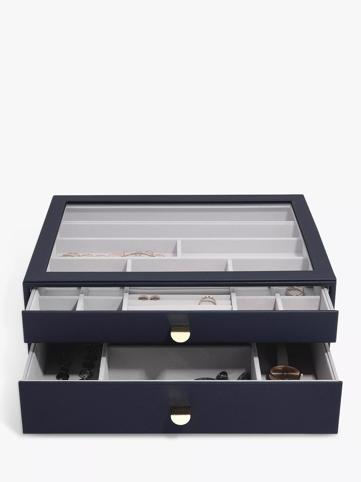 Stackers supersize glass lid jewellery box - British product