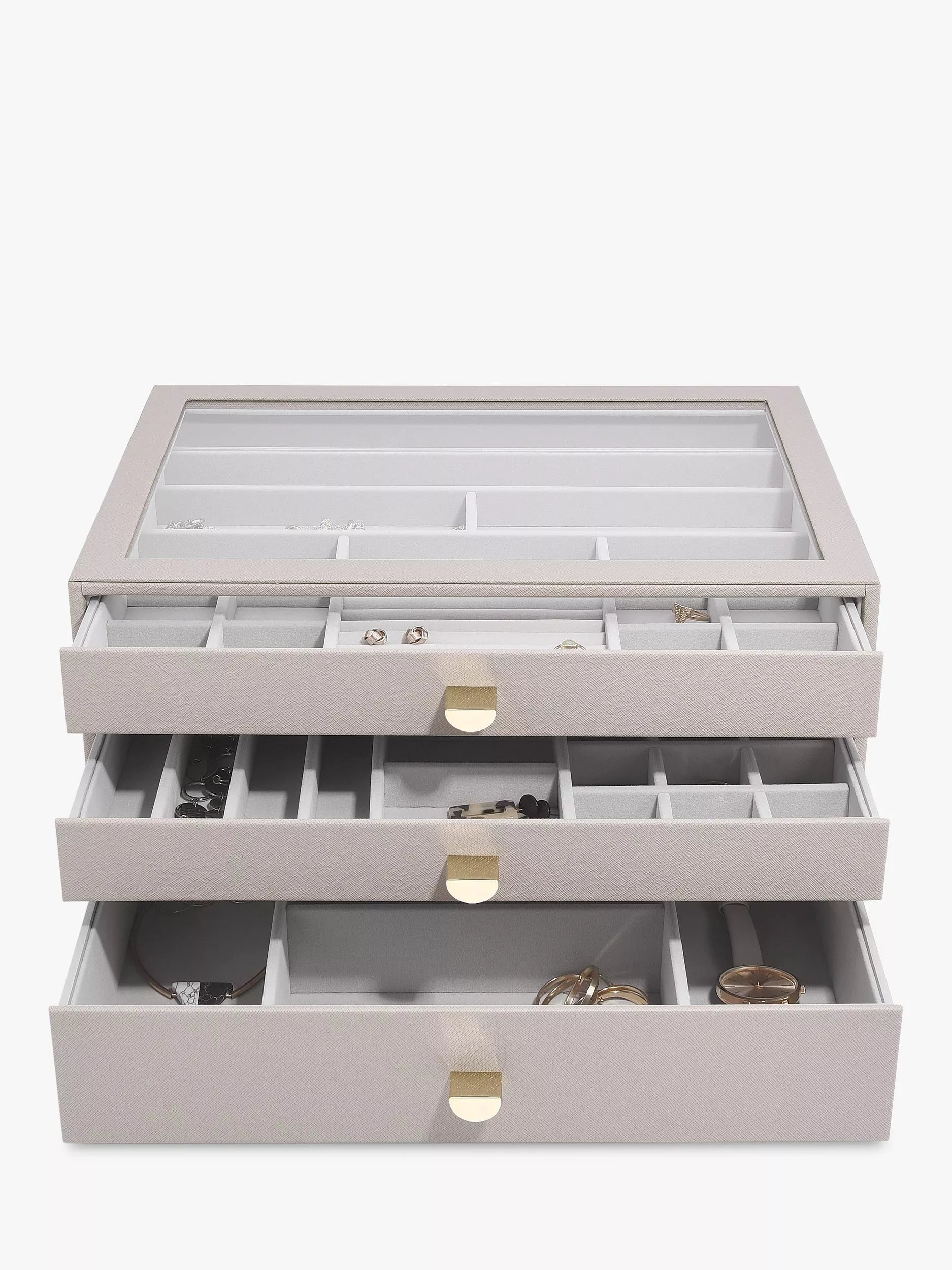Stackers Supersize Glass Lid 3 Drawer Jewellery Box