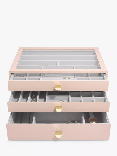 John Lewis Stackers Supersize Glass Lid 3 Drawer Jewellery Box- Buy online at McGrocer