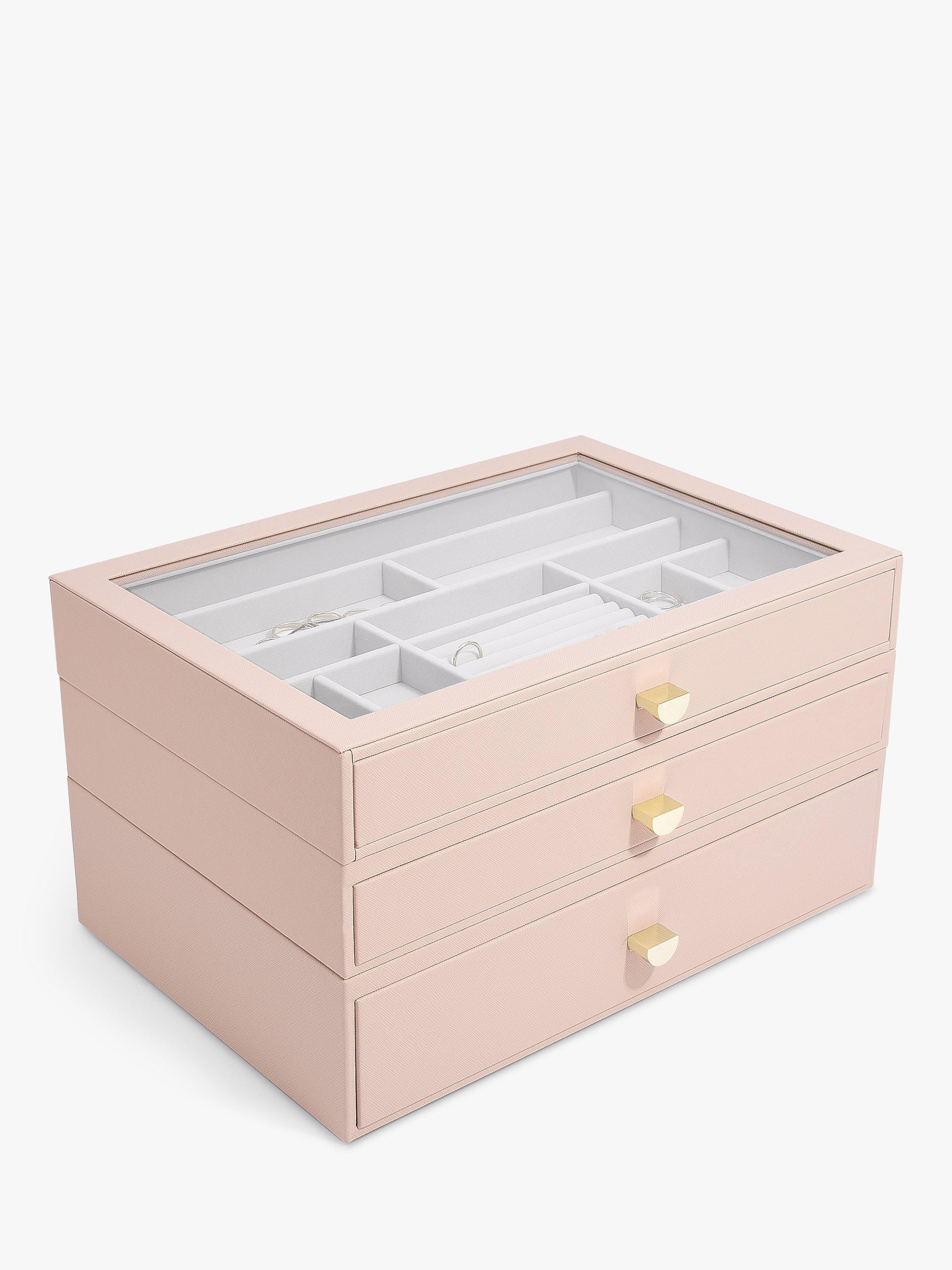 Stackers Supersize 3 drawer jewellery box with glass lid (British brand)