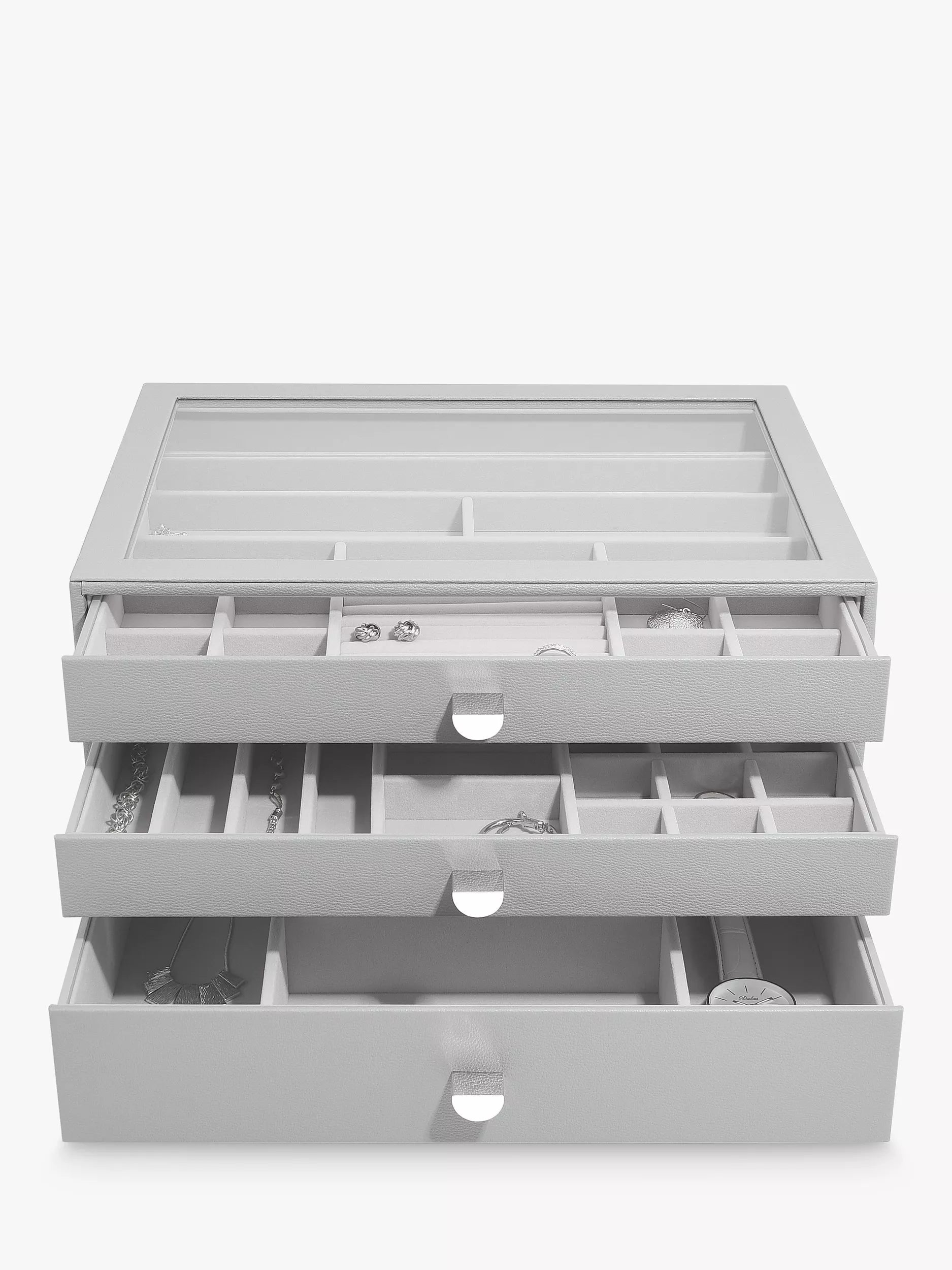 Stackers Supersize Glass Lid 3 Drawer Jewellery Box