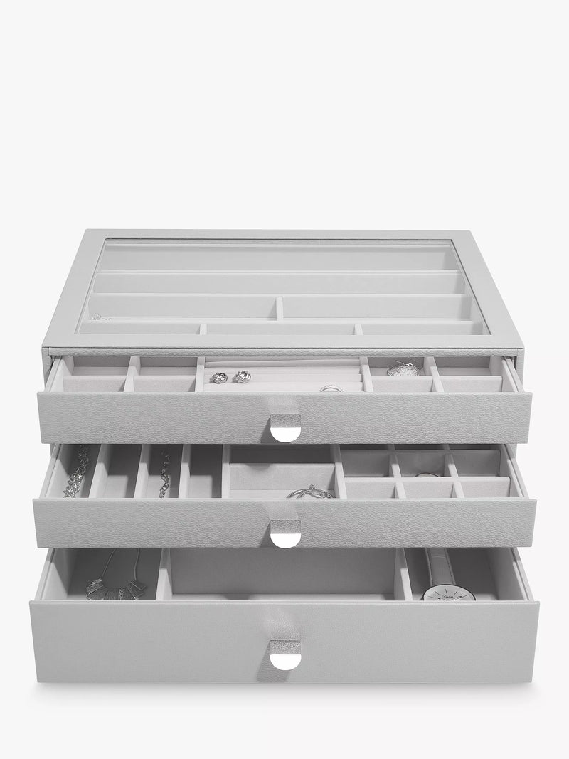 Stackers Supersize Glass Lid 3 Drawer Jewellery Box