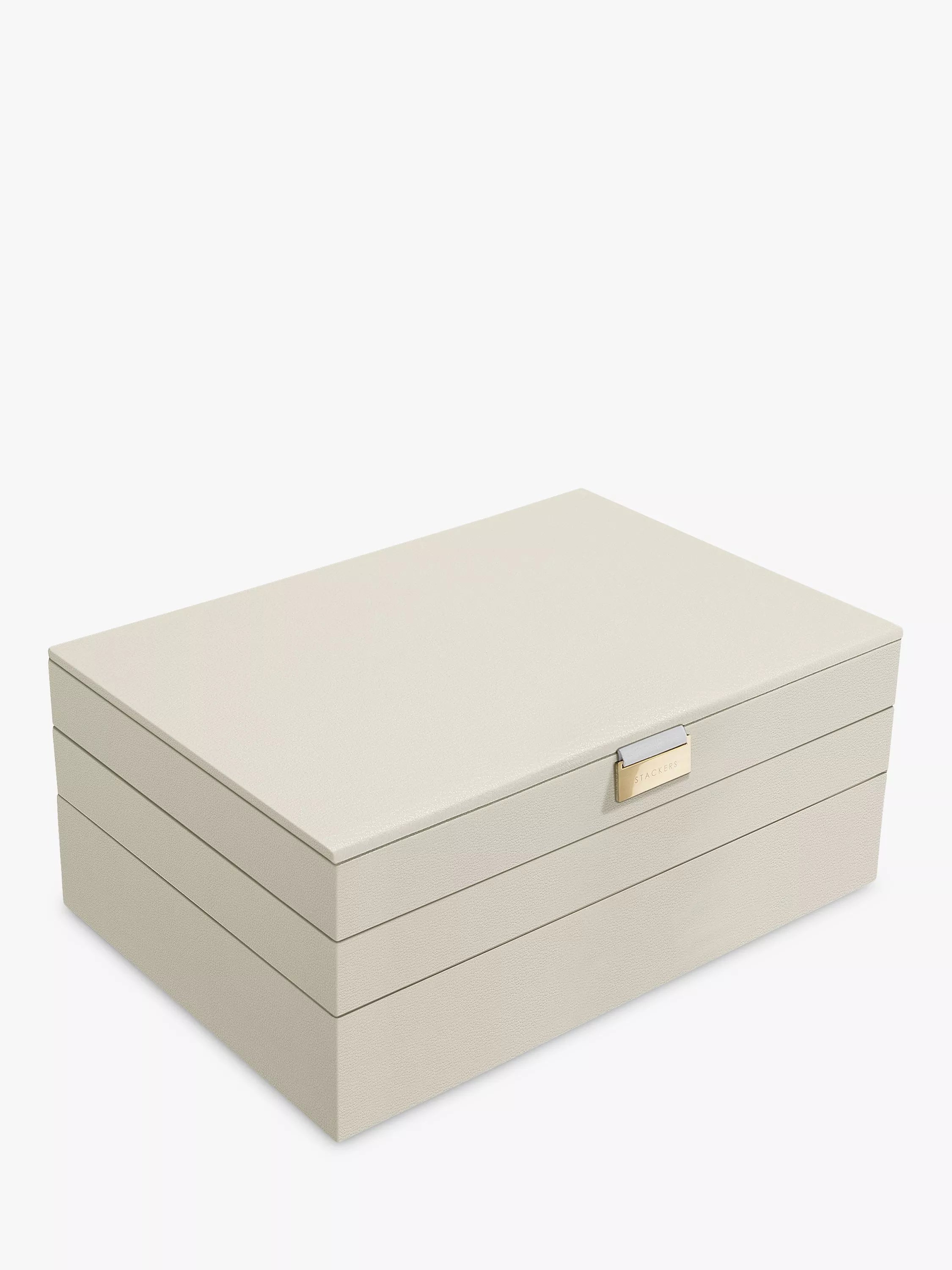 Stackers supersize 3 drawer jewellery box in oatmeal, imported from the UK