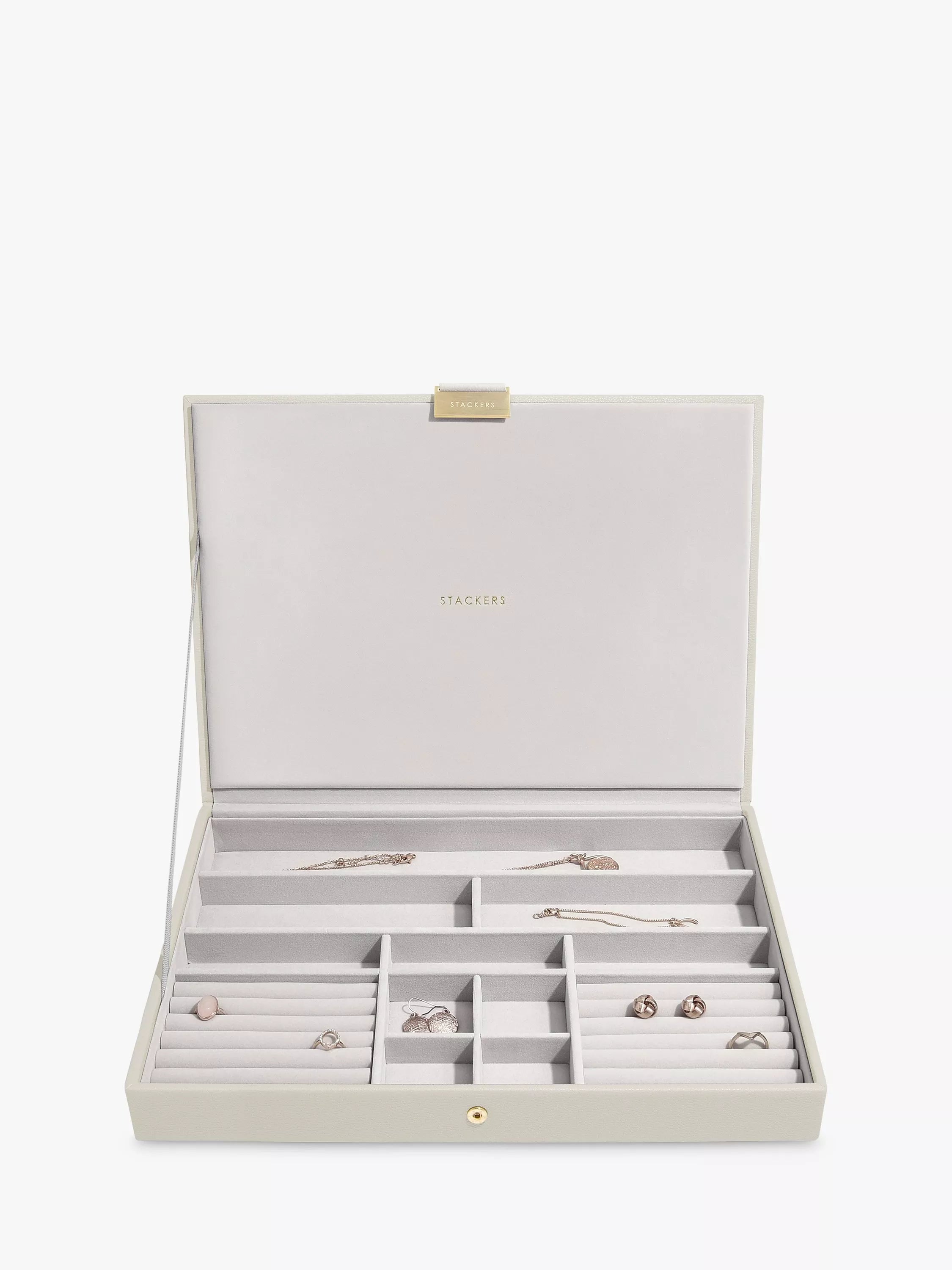 Stackers supersize 3 drawer jewellery box in oatmeal, imported from the UK