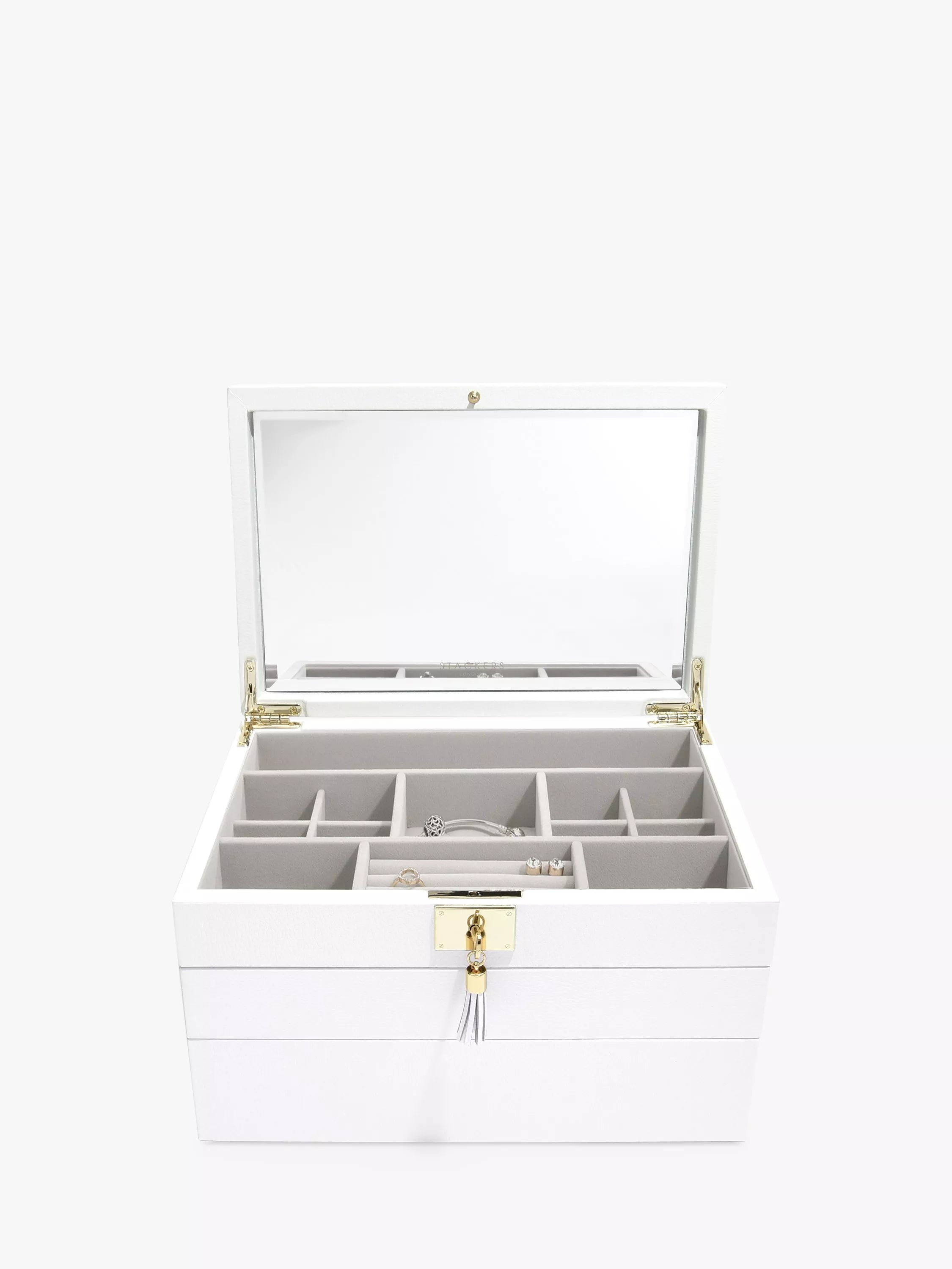 Stackers Leather Velvet Lined Jewellery Box - Orchid White