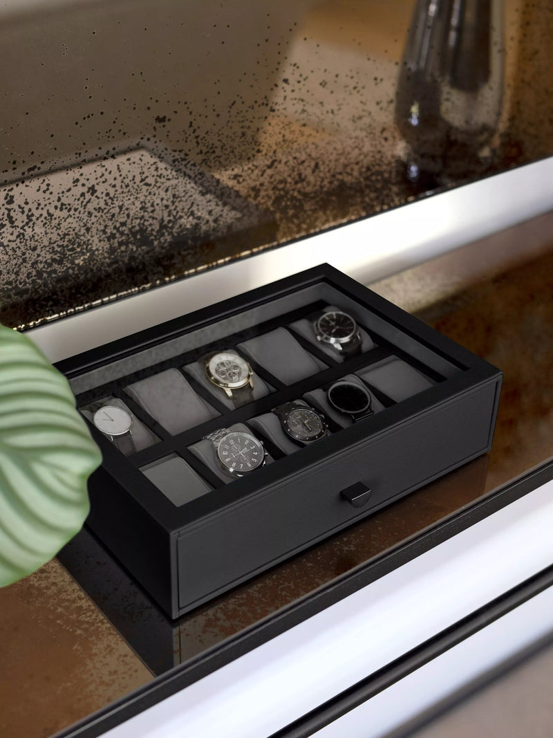 Stackers black 10 piece watch storage drawer (British brand)