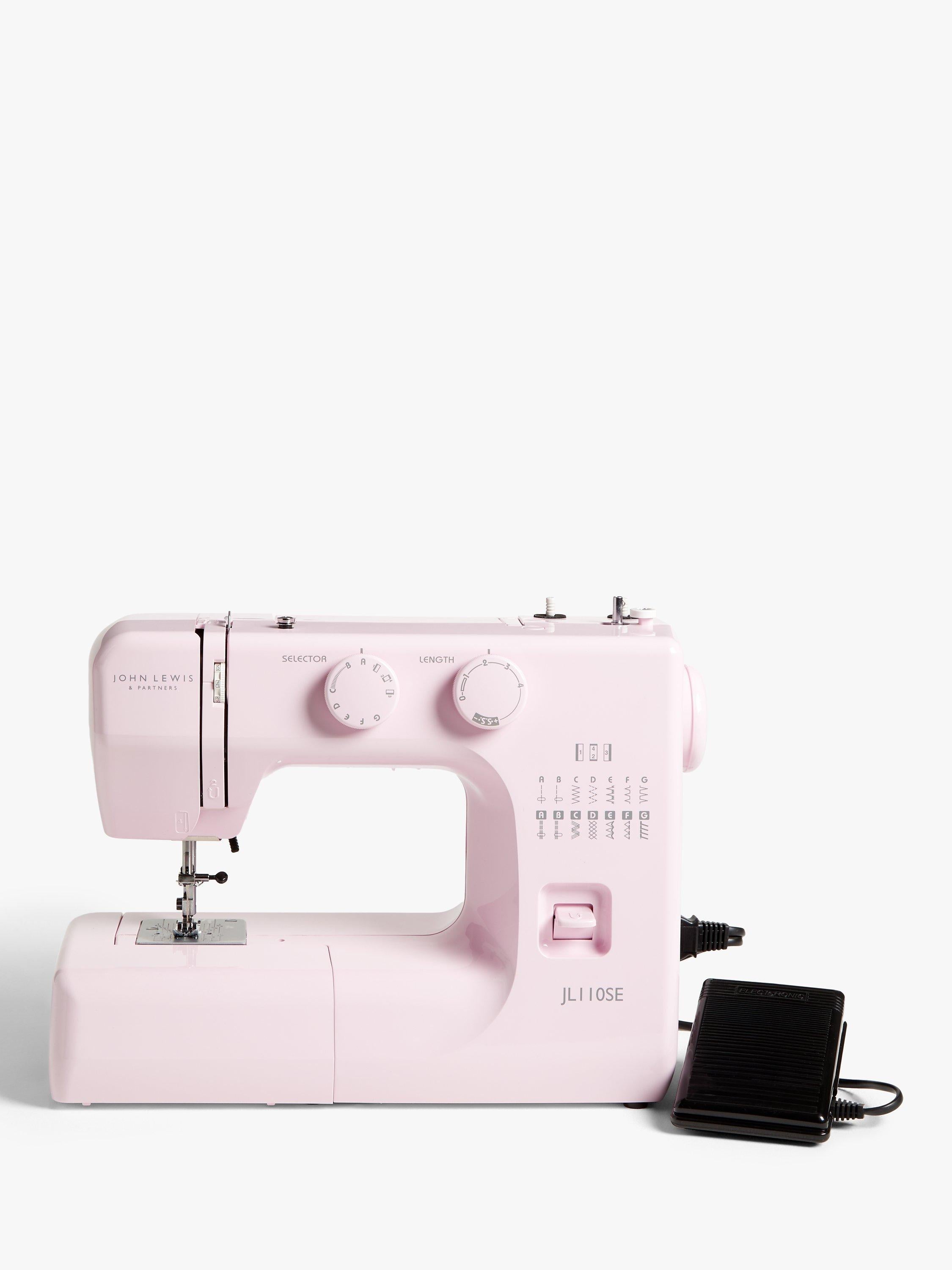 John Lewis sewing machine in soft pink with 14 stitch options, UK version