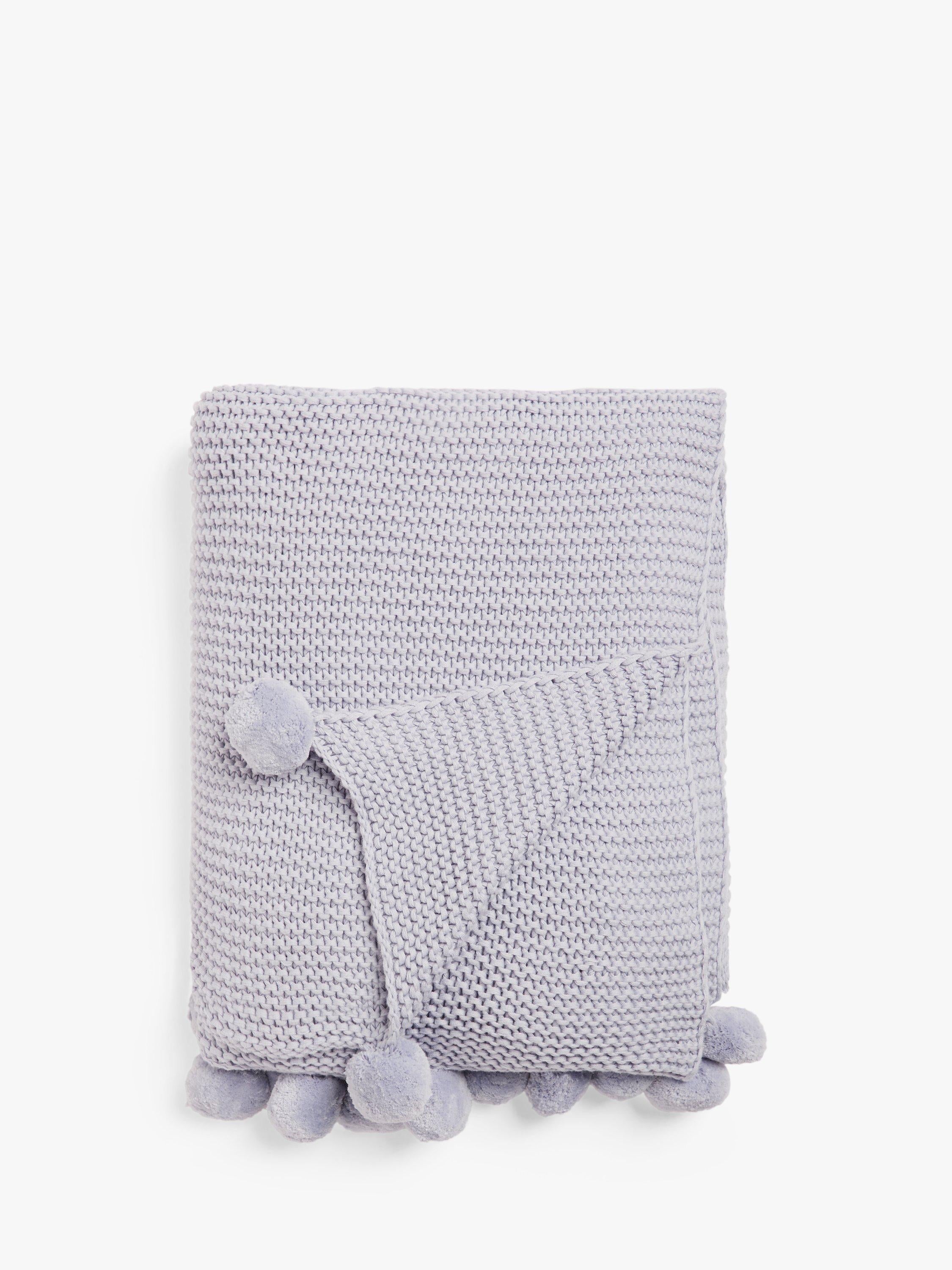 John Lewis cotton throw knitted pure cotton pom details, UK version