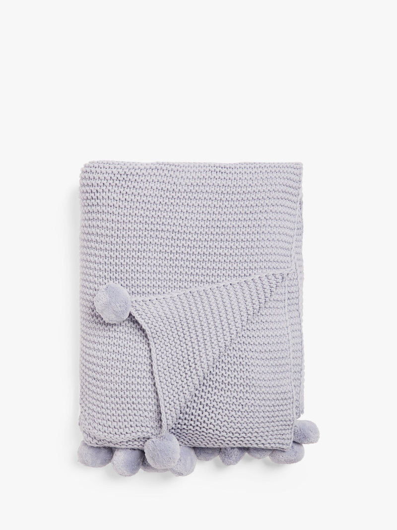 John Lewis cotton throw knitted pure cotton pom details, UK version
