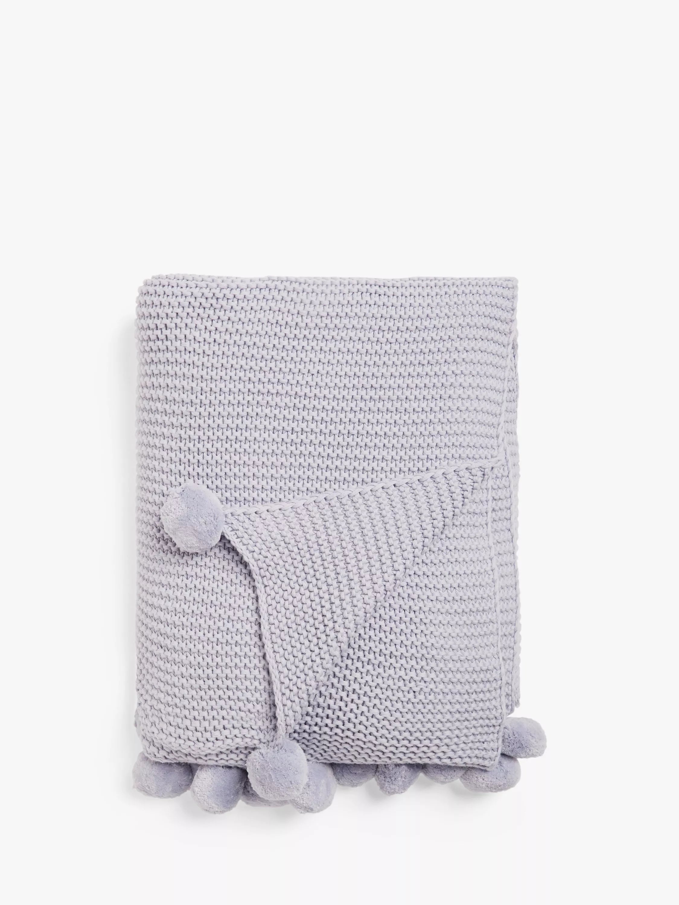 John Lewis cotton throw knitted pure cotton pom details, UK version