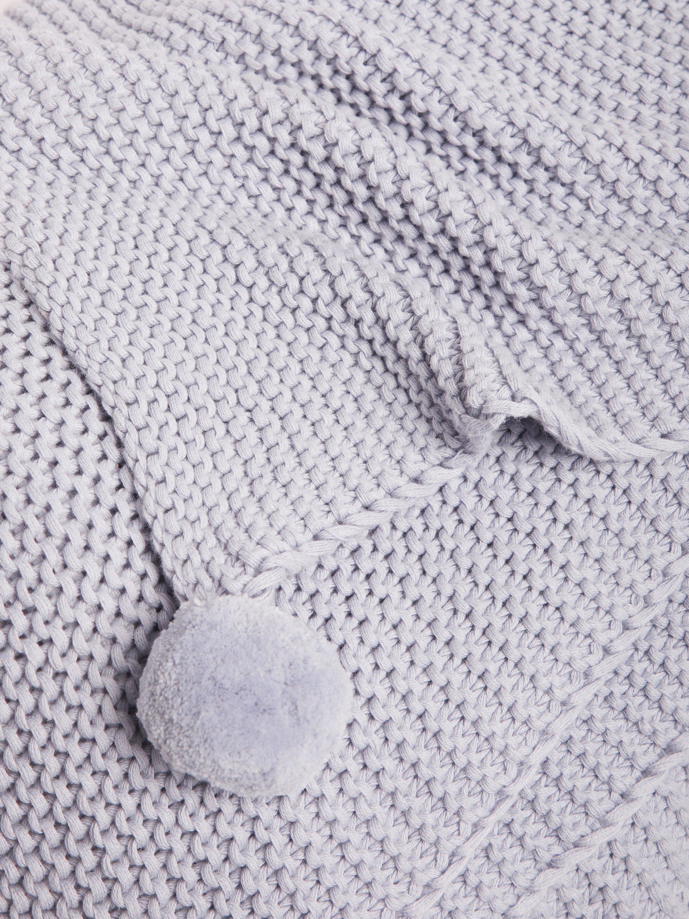 John Lewis cotton throw knitted pure cotton pom details, UK version