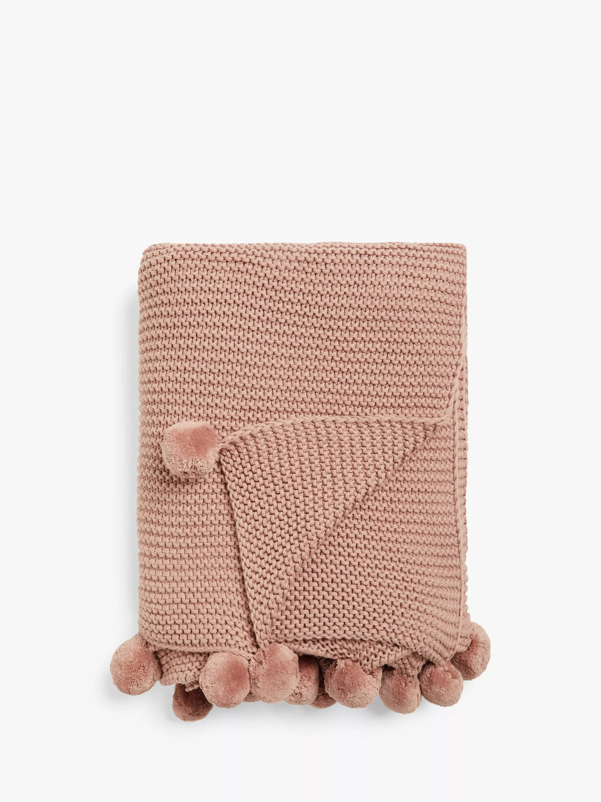 John Lewis Knitted Pom Pure Cotton Throw - Purple