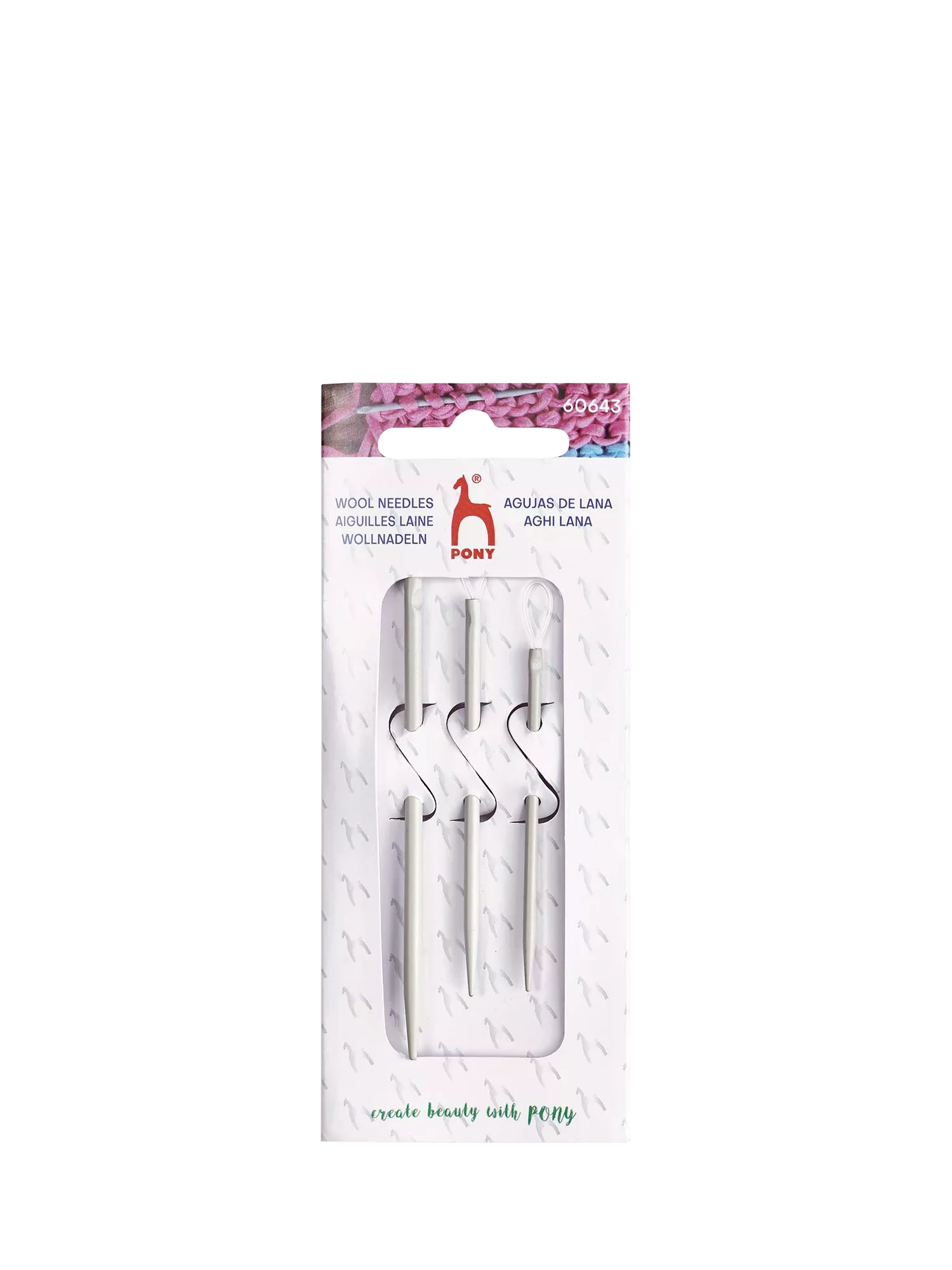 Pony aluminium wool needles set of 3, imported from the UK