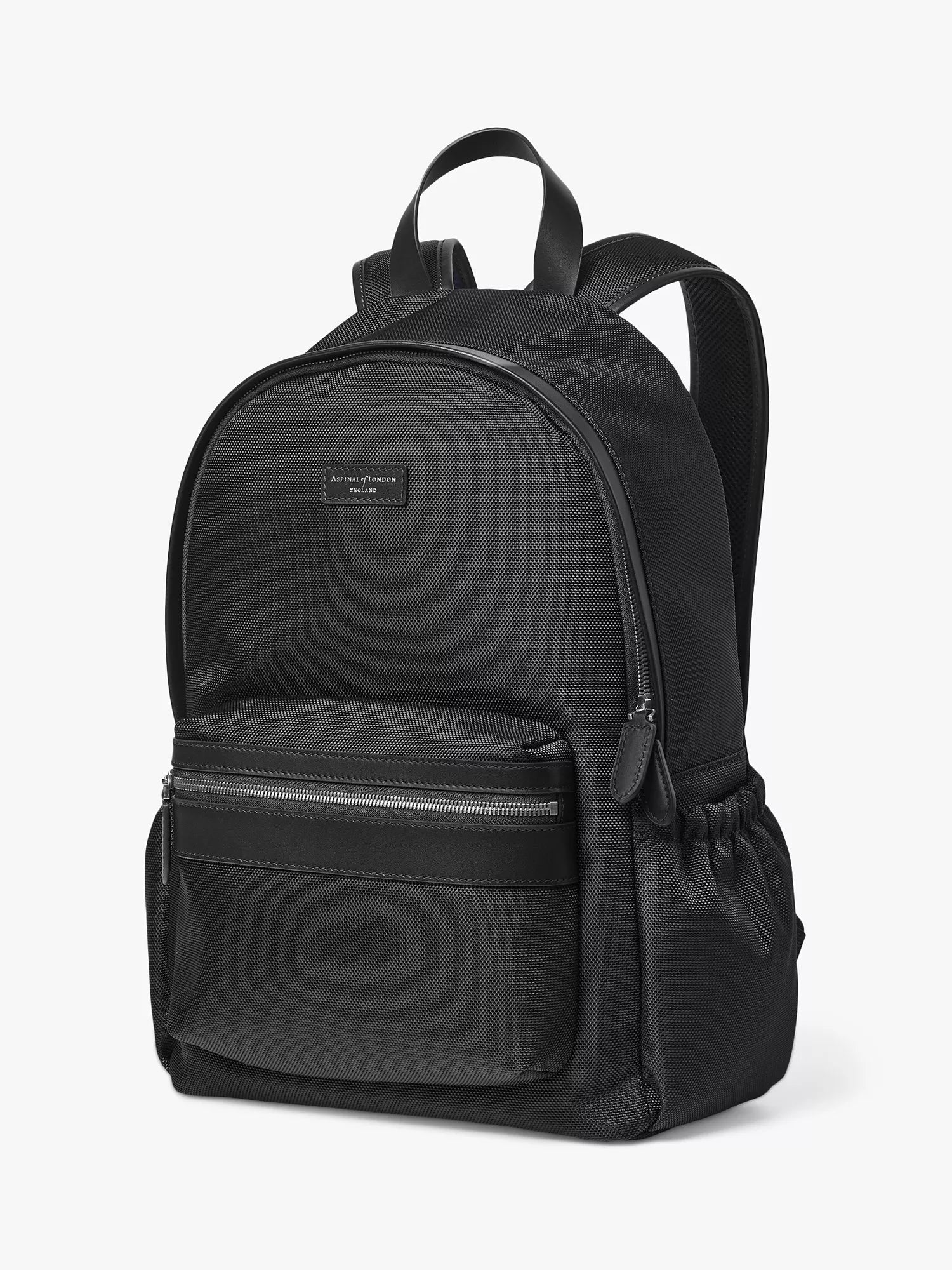 Aspinal of London men's commuter backpack with leather trim - British product