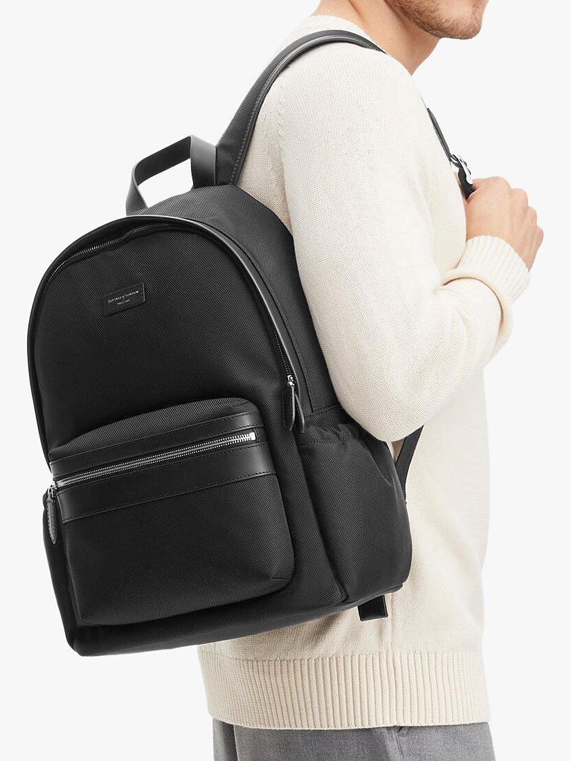 Aspinal of London men's commuter backpack with leather trim - British product
