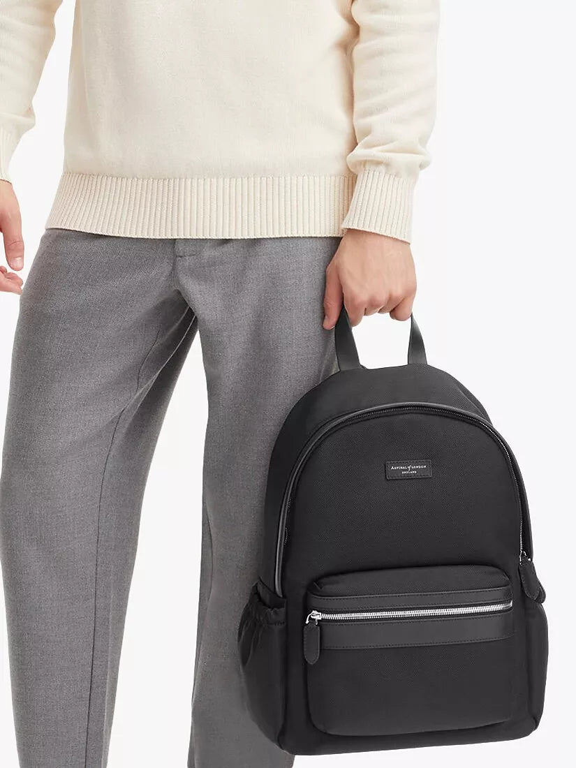 Aspinal of London men's commuter backpack with leather trim - British product