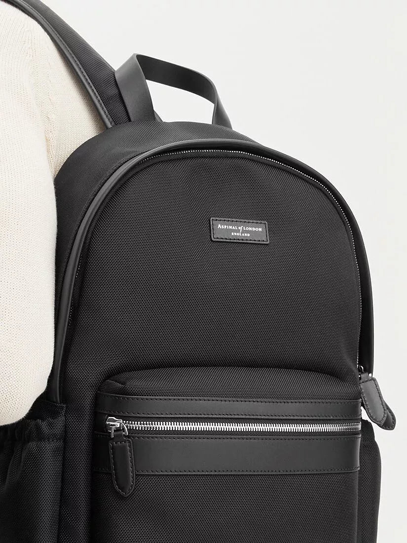 Aspinal of London men's commuter backpack with leather trim - British product