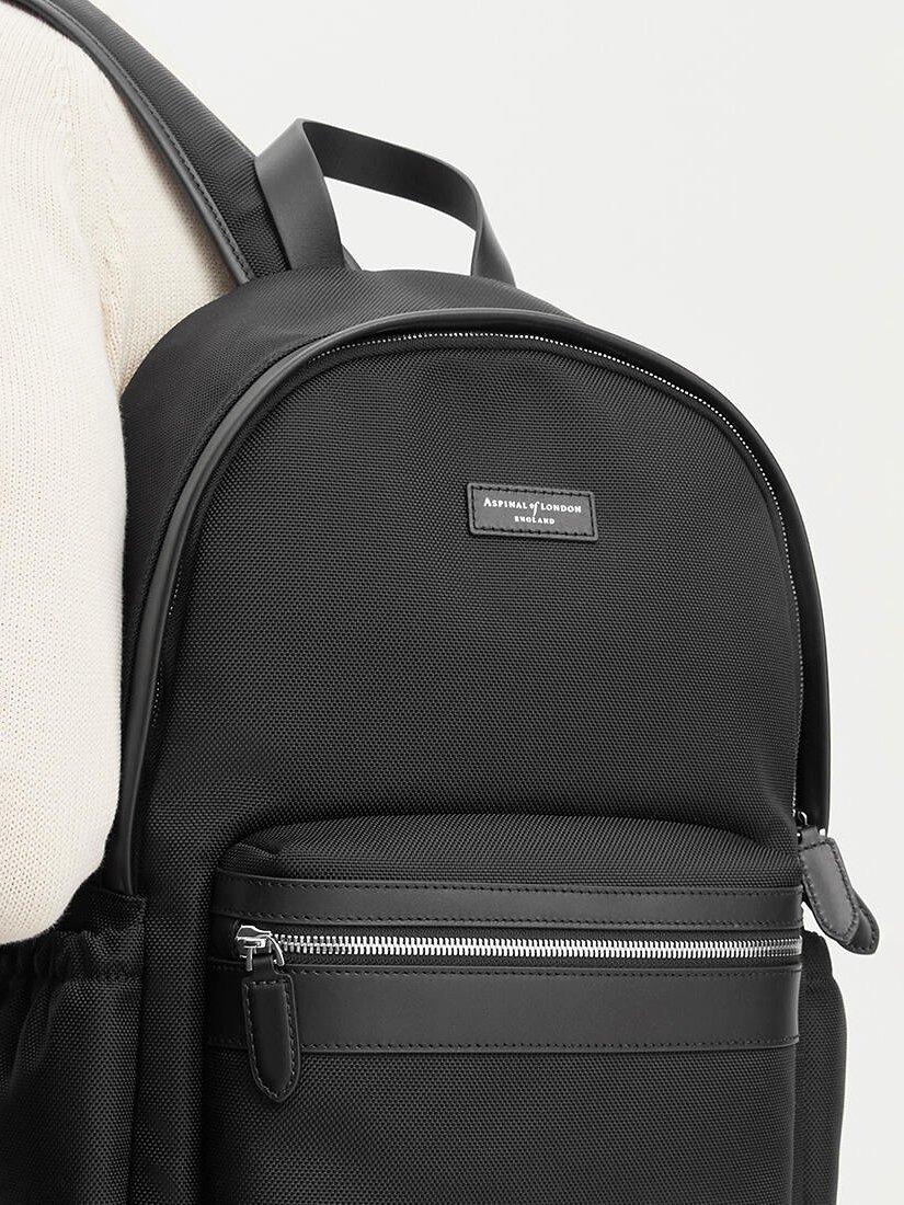 Aspinal of London men's commuter backpack with leather trim - British product