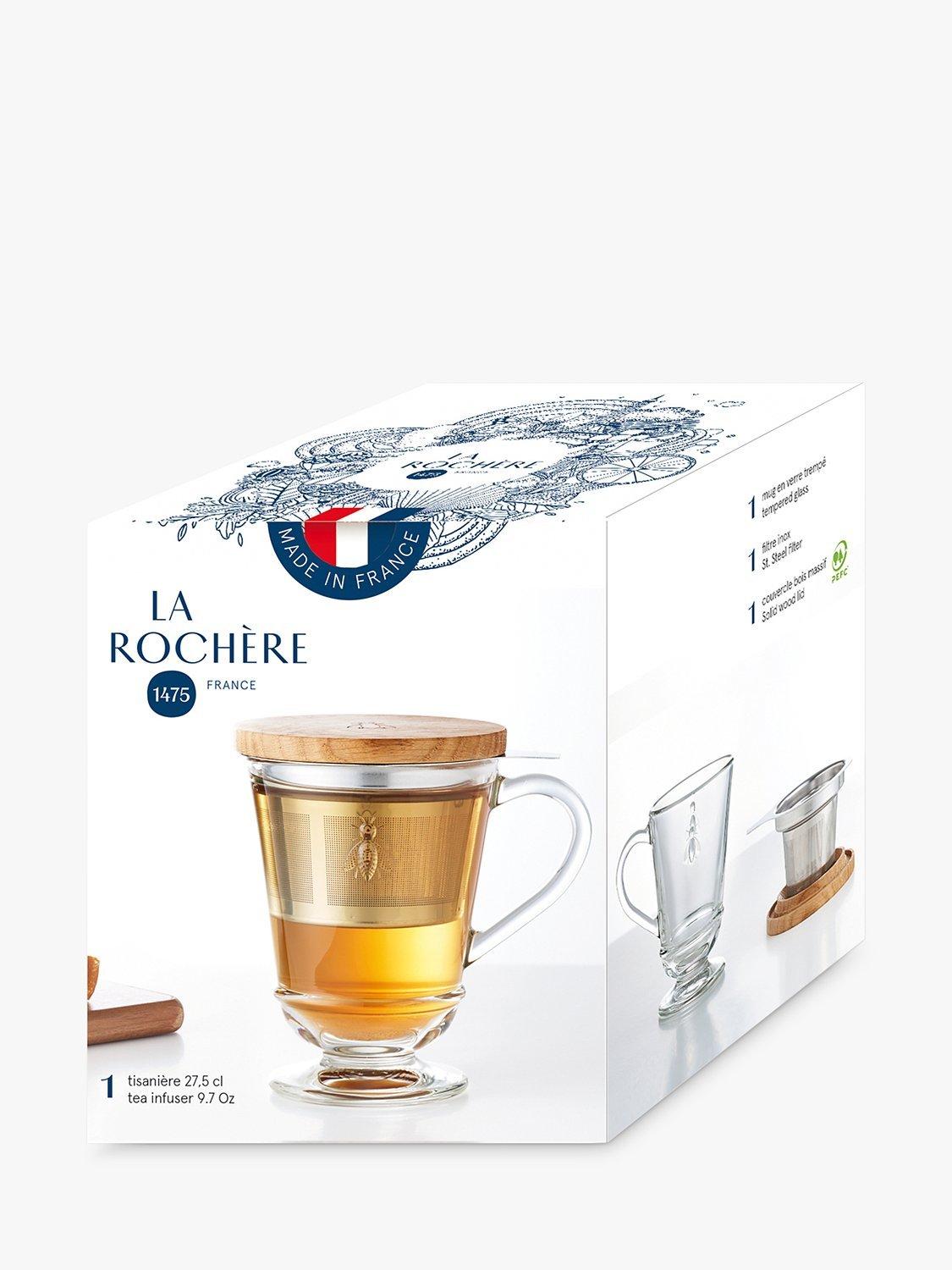 La Rochère bee motif glass tea infuser mug 275ml (British brand)