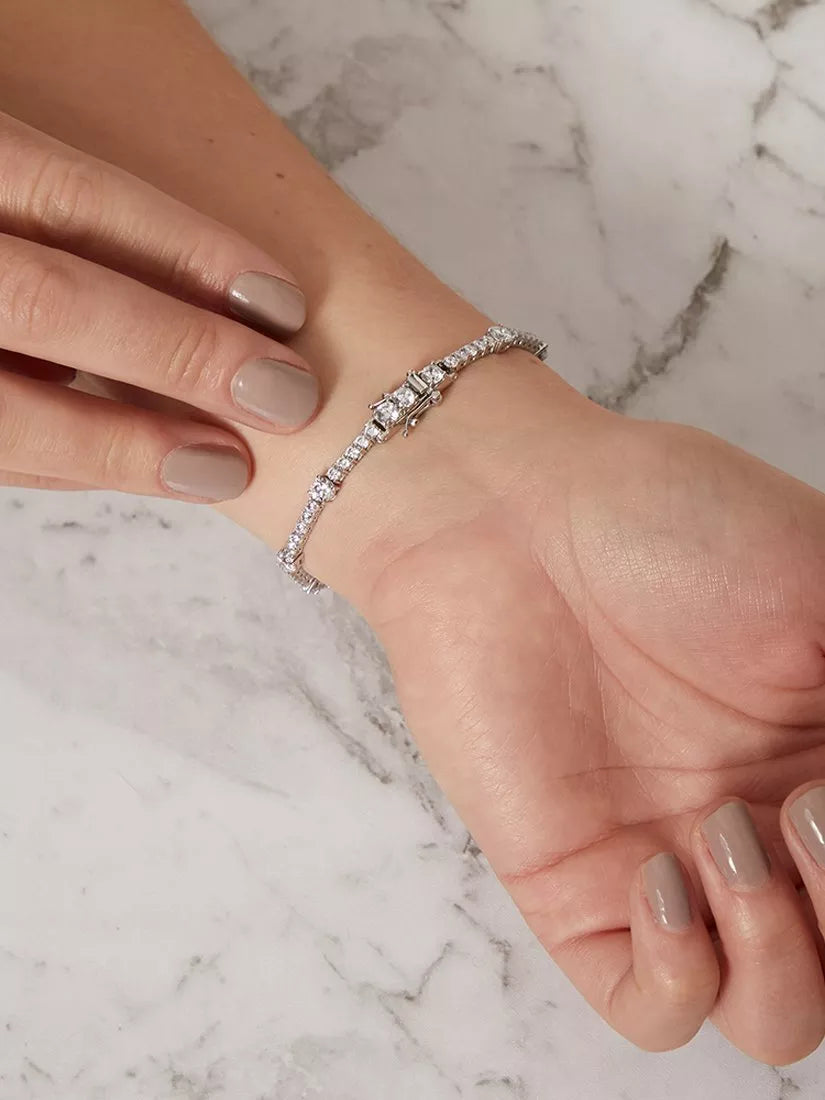 Jools by Jenny Brown cubic zirconia tennis bracelet silver 18.25cm (British brand)