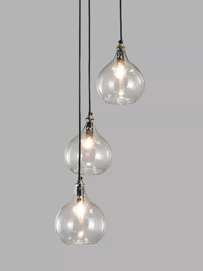 nkuku Ziva glass cluster pendant light, recycled glass, handmade - British product