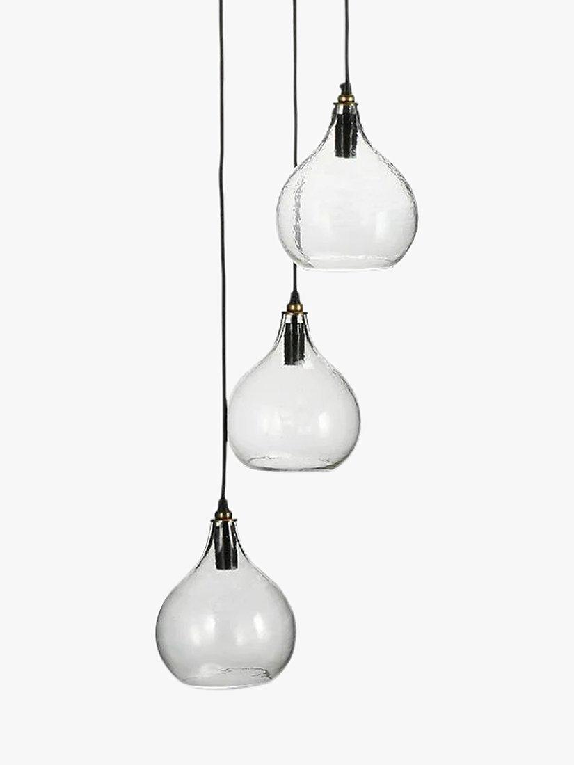 nkuku Ziva glass cluster pendant light, recycled glass, handmade - British product