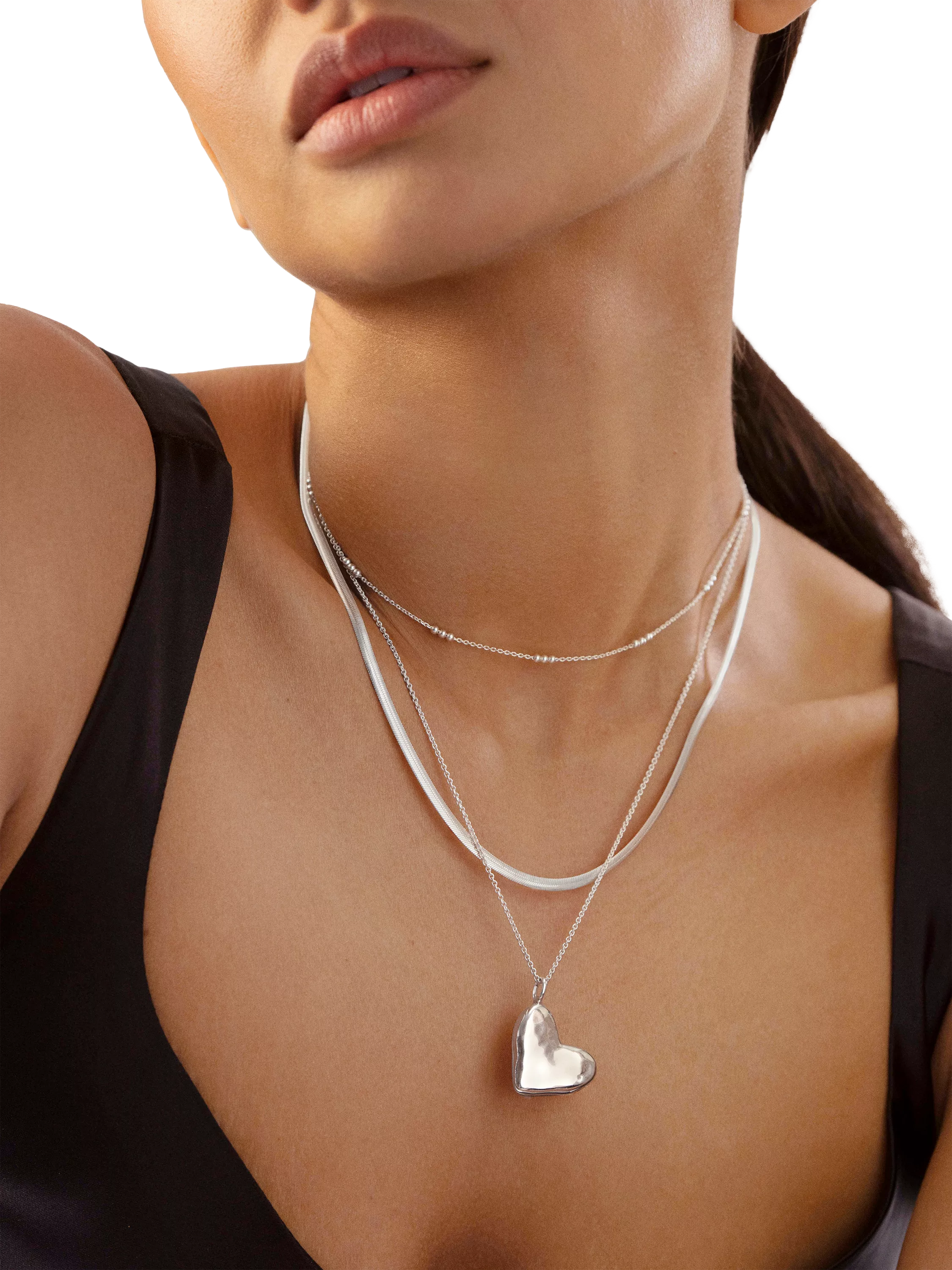 Monica Vinader triple bead choker necklace sterling silver, imported from the UK