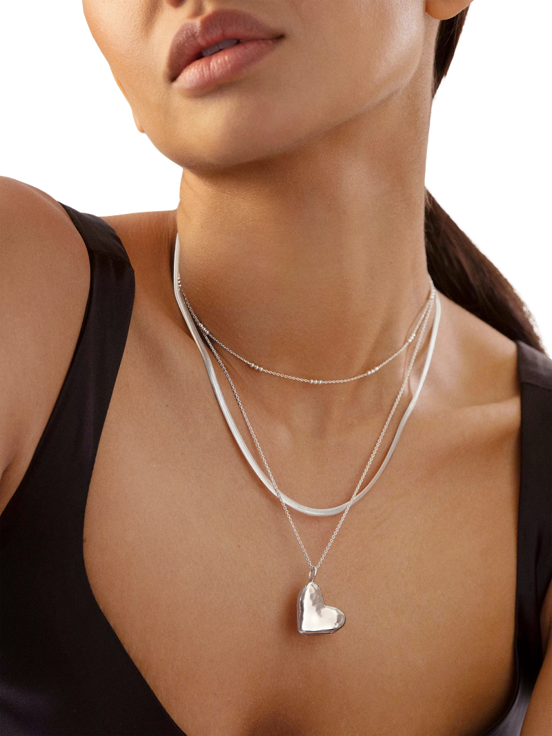 Monica Vinader triple bead choker necklace sterling silver, imported from the UK