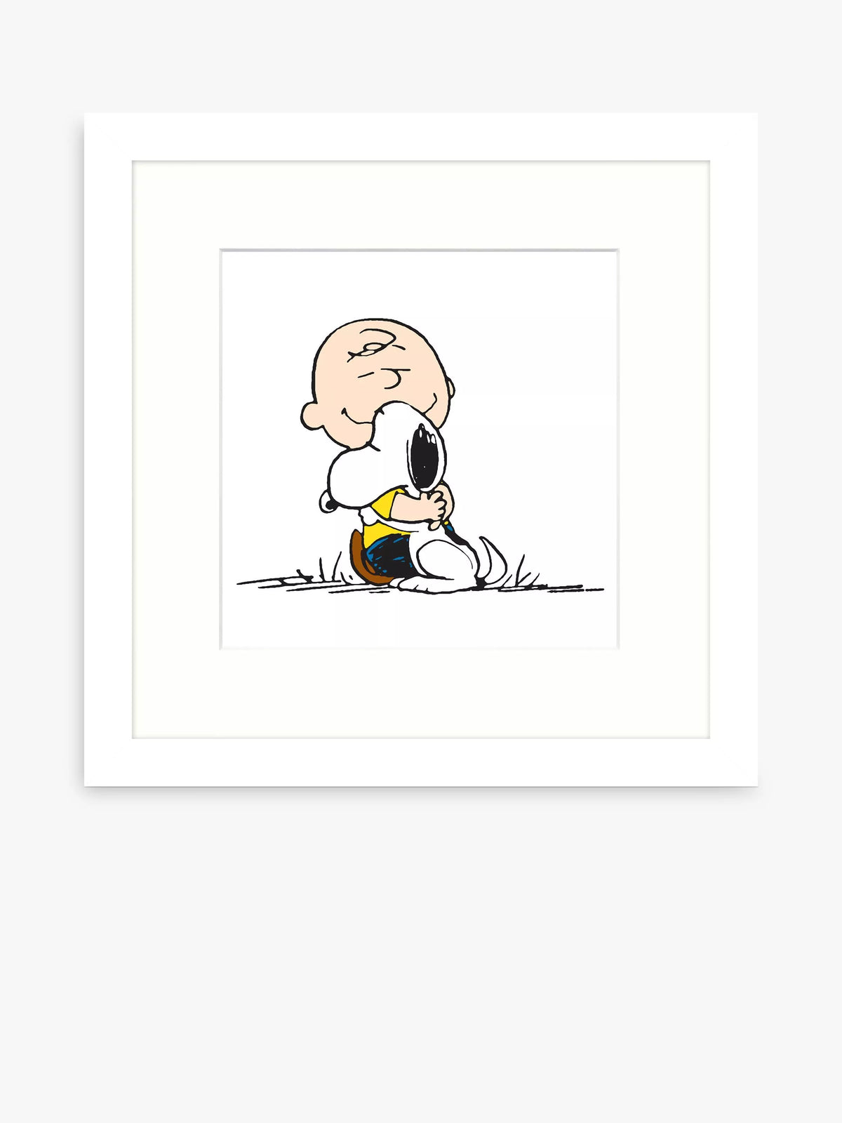 John Lewis Peanuts framed print Snoopy Charlie Brown hug 32x32cm (British brand)