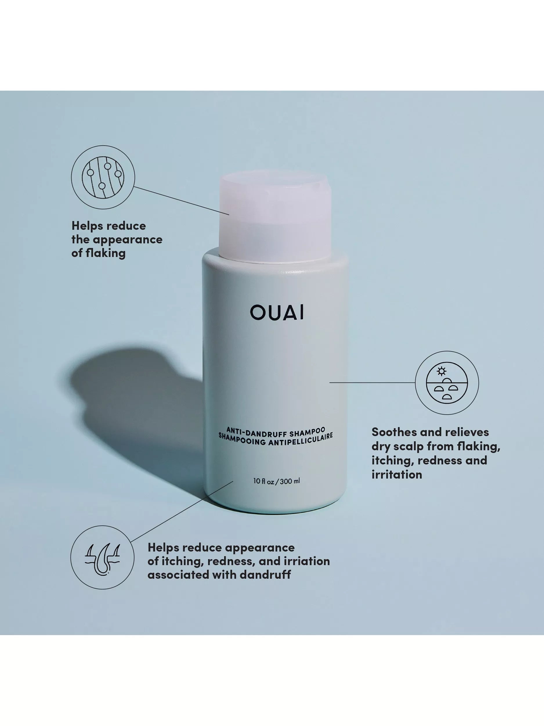 OUAI anti-dandruff shampoo with salicylic acid 300ml, imported from the UK