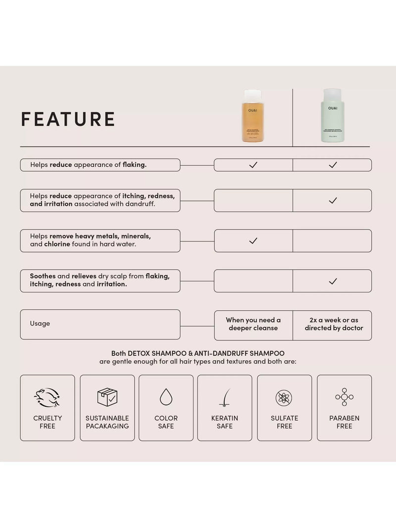 OUAI anti-dandruff shampoo with salicylic acid 300ml, imported from the UK