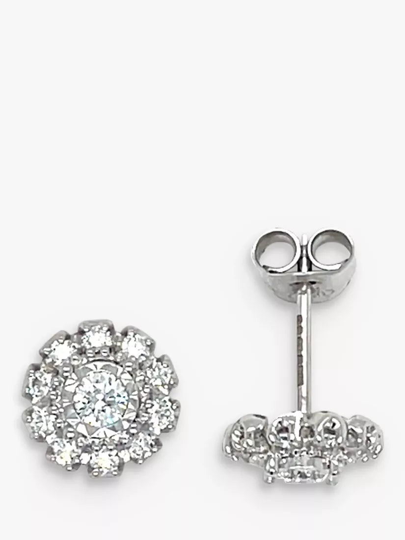 E.W Adams cluster earrings 18ct white gold (British brand)