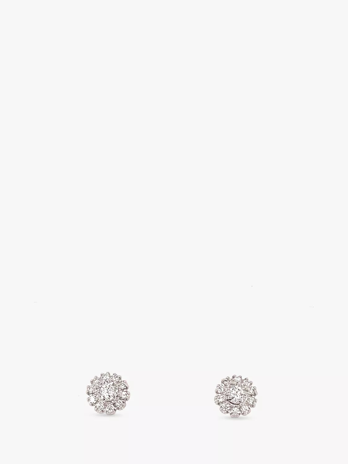 E.W Adams cluster earrings 18ct white gold (British brand)
