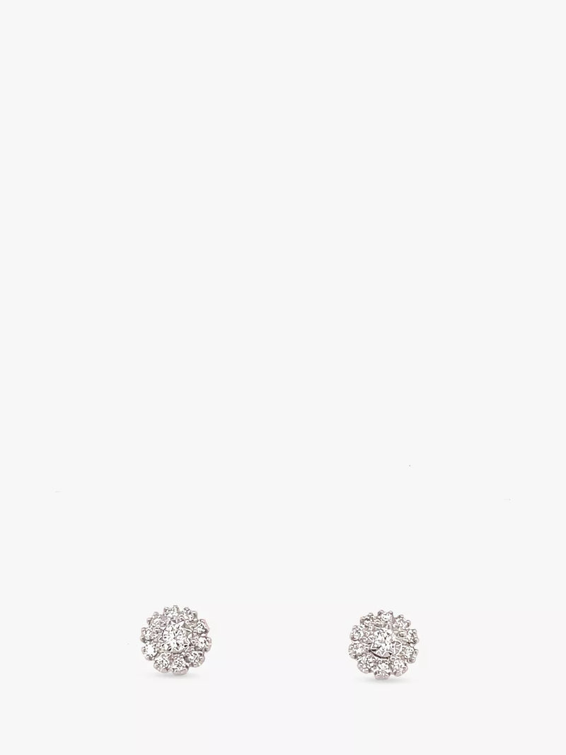 E.W Adams cluster earrings 18ct white gold (British brand)