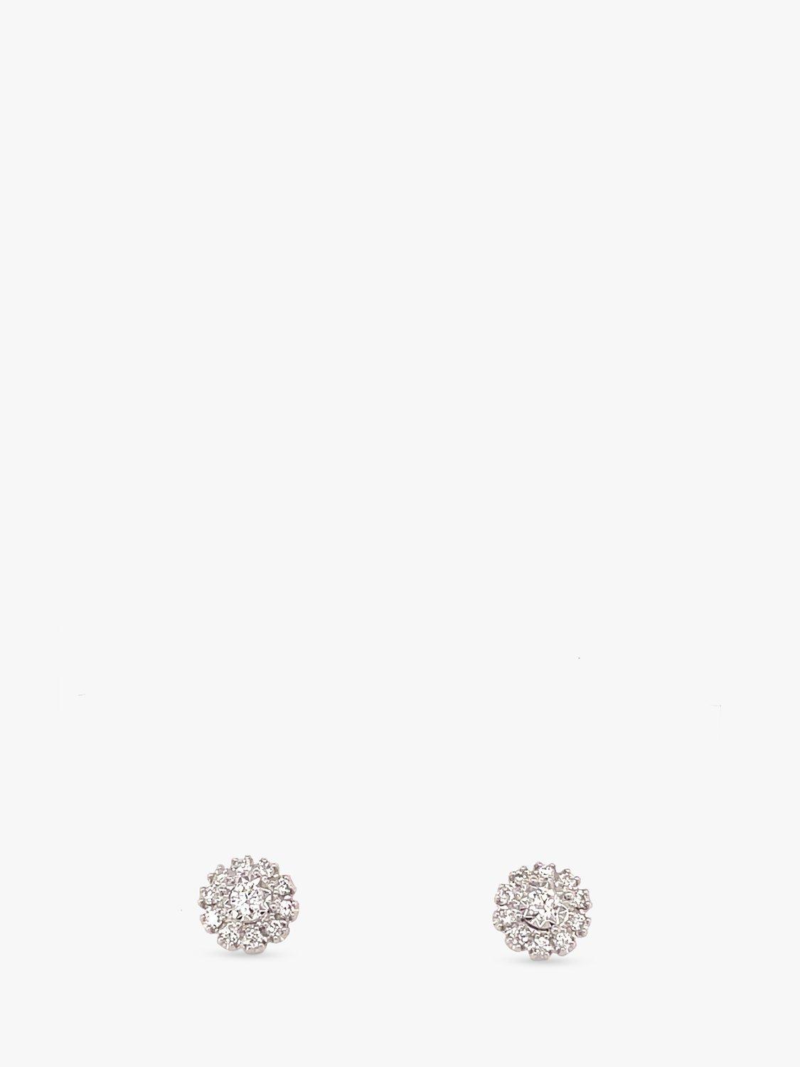 E.W Adams cluster earrings 18ct white gold (British brand)
