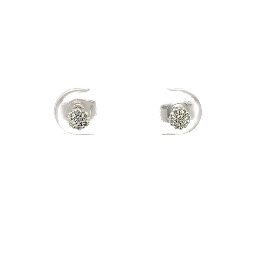 E.W Adams diamond cluster stud earrings 18ct white gold - British product