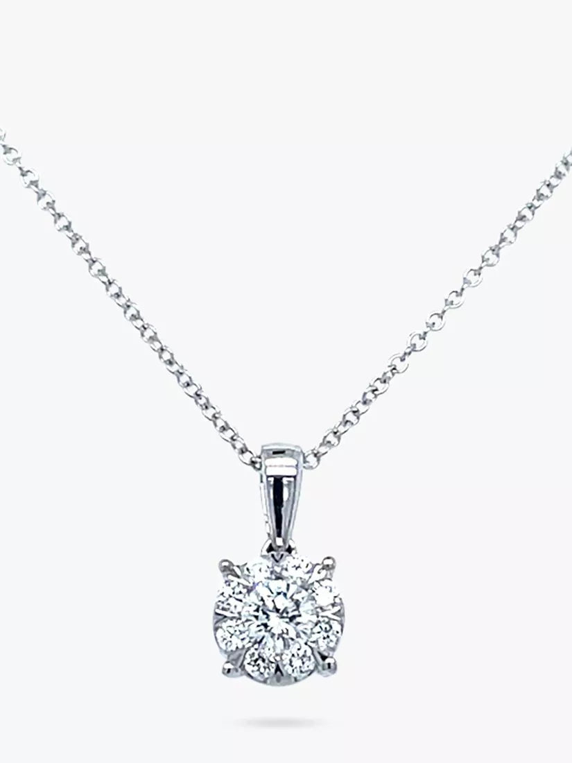 E.W Adams diamond cluster pendant 18ct white gold 0.24ct - British product